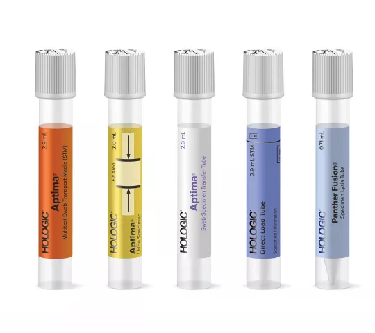 Vials on white background