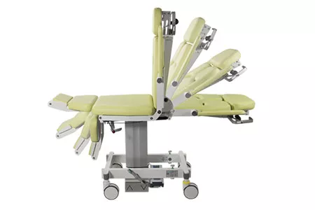 Medical chair on white background in multiple recline positions