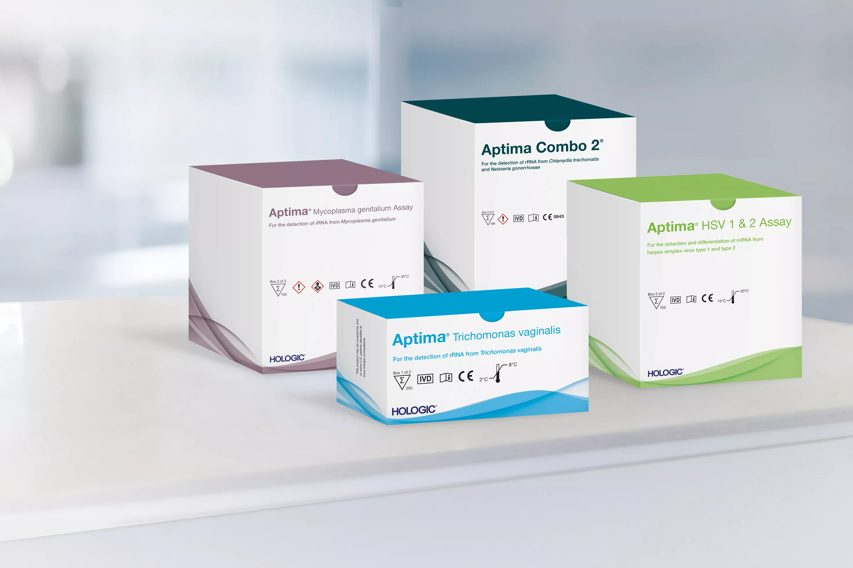 Assay boxes in lab background