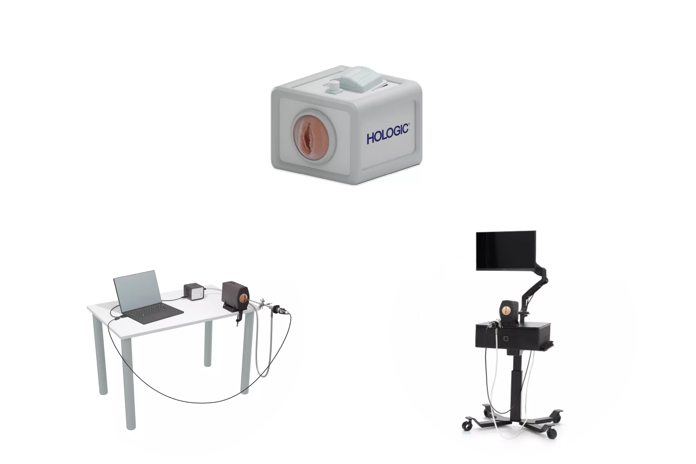 Hologic devices on white bacgkround