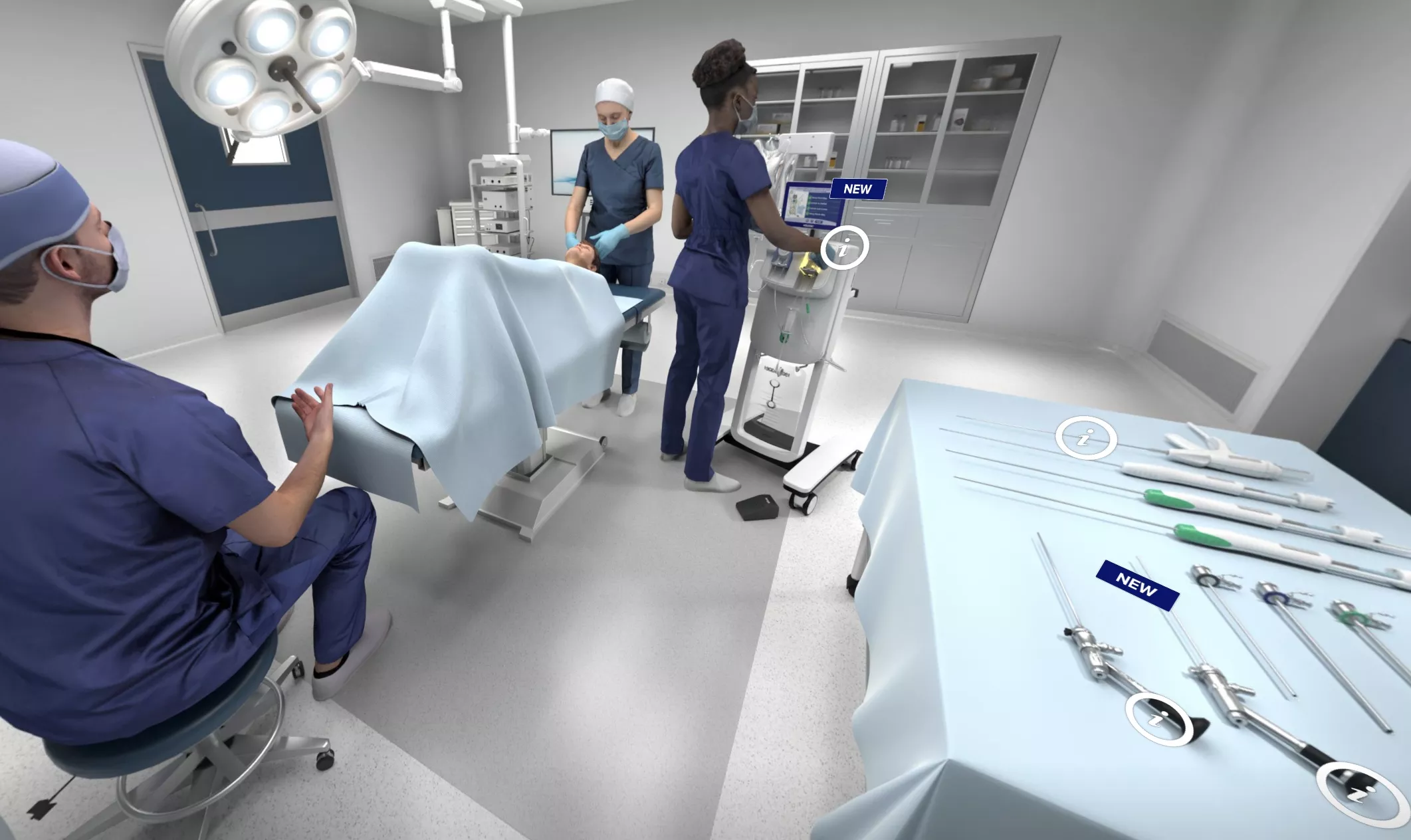Image of virtual operating room with surgeons and patient