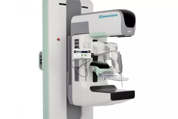 Mammography system on white background