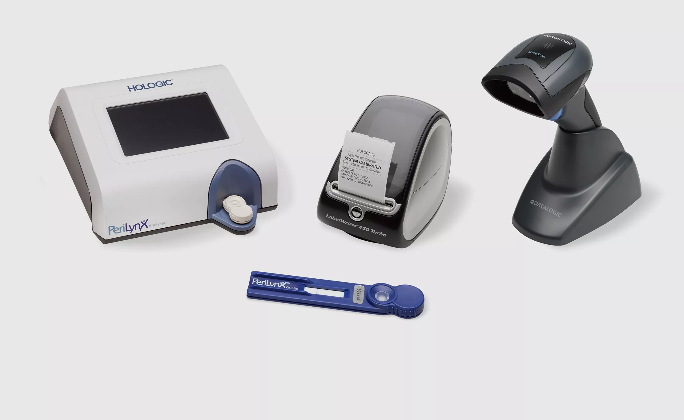 Quantitative fetal fibronectin (fFN) testing system on white background